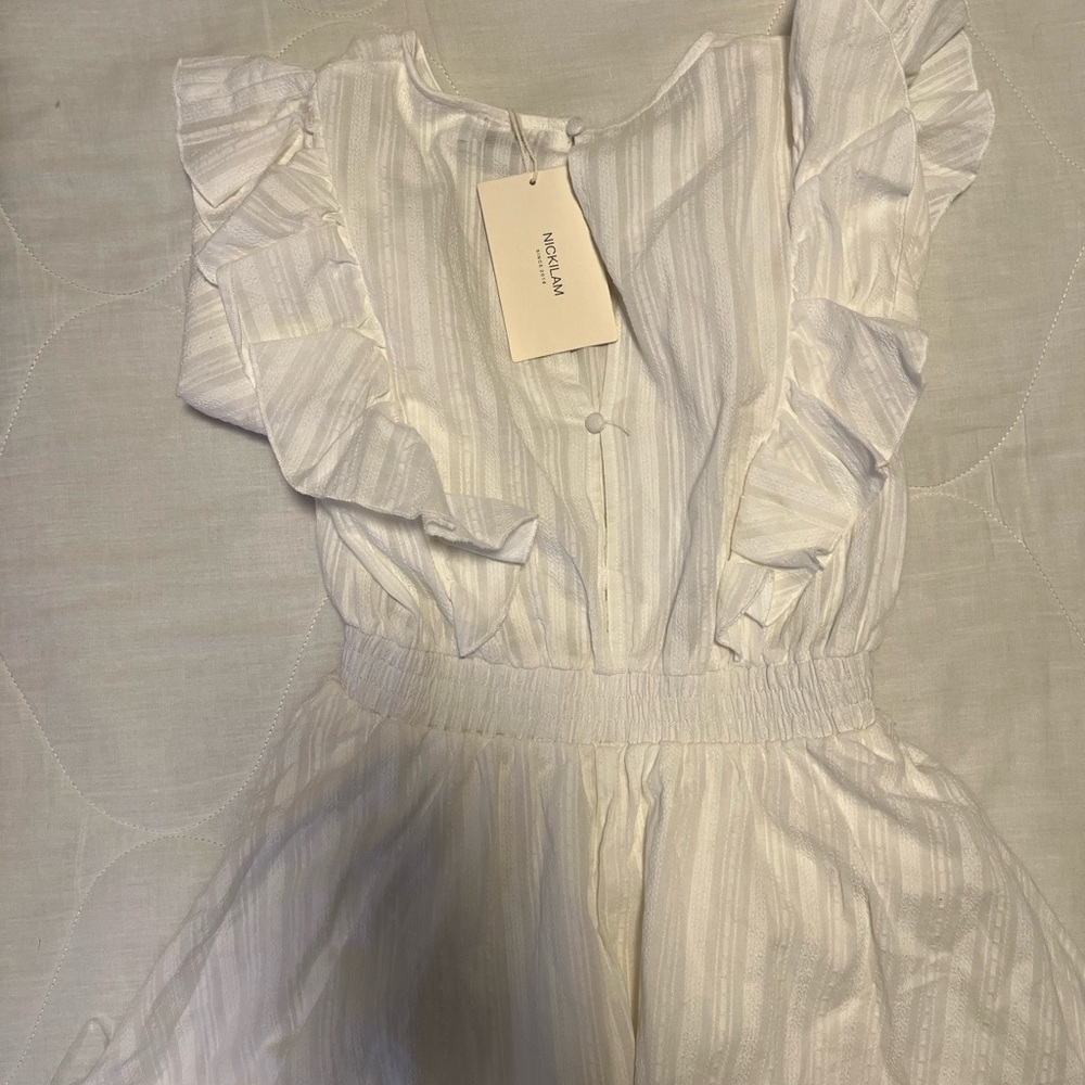 NWT White Ruffle Mini Dress Size XS - Picture 4 of 5